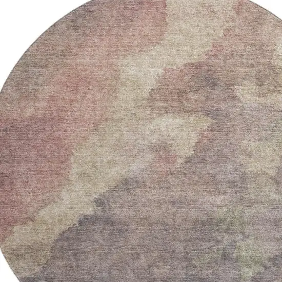 8' Copper And Taupe Abstract Washable Round Rug With UV Protection Photo 3