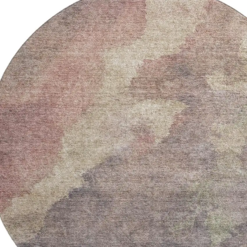 8' Copper And Taupe Abstract Washable Round Rug With UV Protection Photo 3