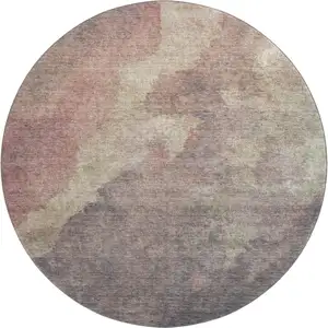 Photo of 8' Copper And Taupe Abstract Washable Round Rug With UV Protection
