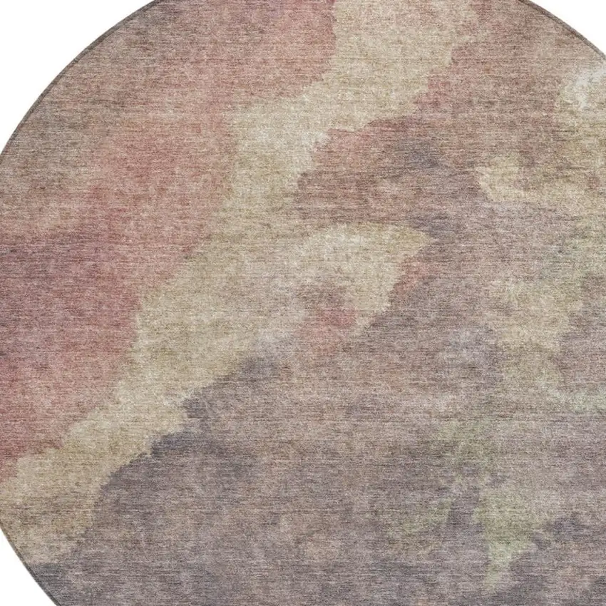 8' Copper And Taupe Round Abstract Washable Indoor Outdoor Area Rug Photo 8