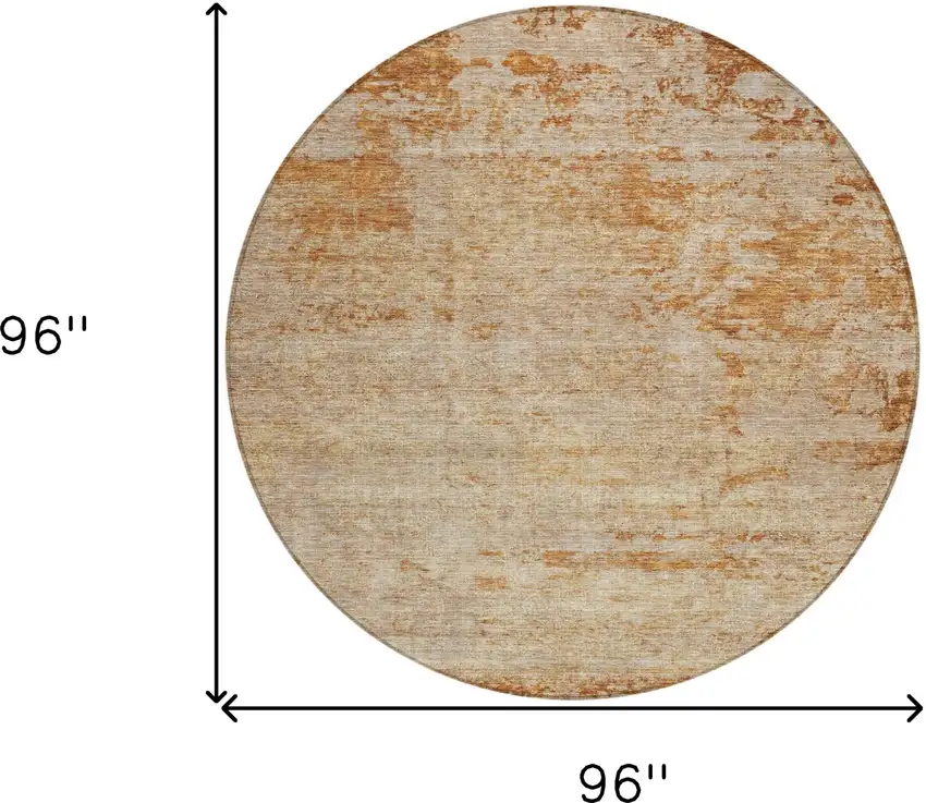 8' Copper And Terra Cotta Round Abstract Washable Indoor Outdoor Area Rug Photo 3