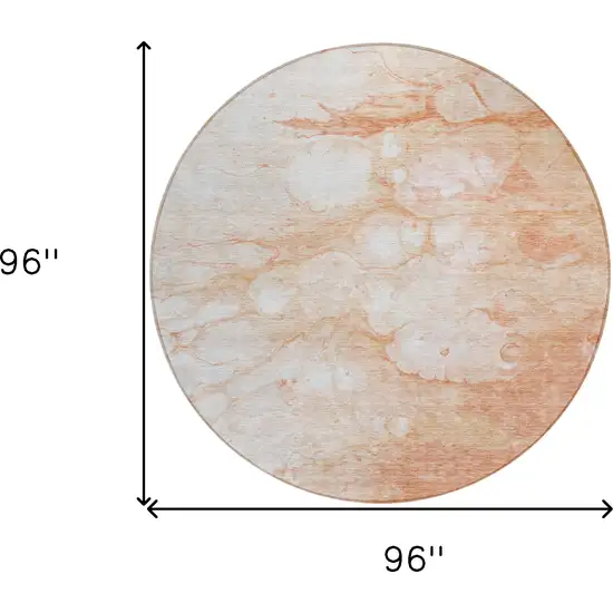 8' Copper Beige And Silver Round Abstract Washable Indoor Outdoor Area Rug Photo 8