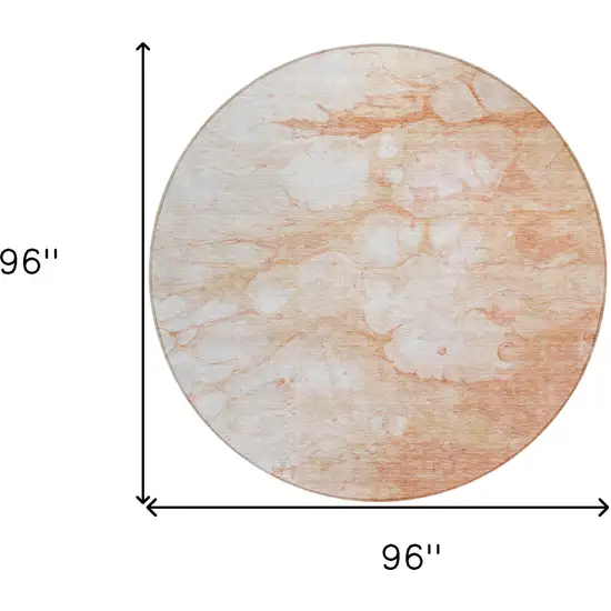 8' Copper Beige And Silver Round Abstract Washable Indoor Outdoor Area Rug Photo 8
