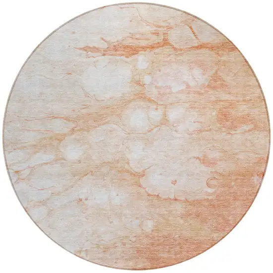 8' Copper Beige And Silver Round Abstract Washable Indoor Outdoor Area Rug Photo 5