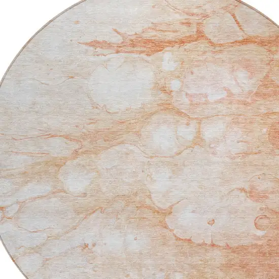 8' Copper Beige And Silver Round Abstract Washable Indoor Outdoor Area Rug Photo 4