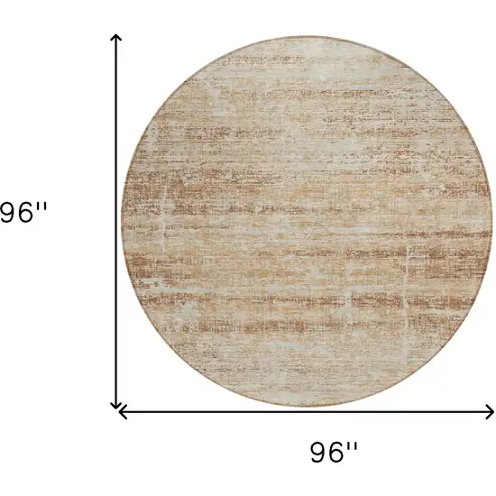 8' Copper Beige And Taupe Round Abstract Washable Indoor Outdoor Area Rug Photo 8