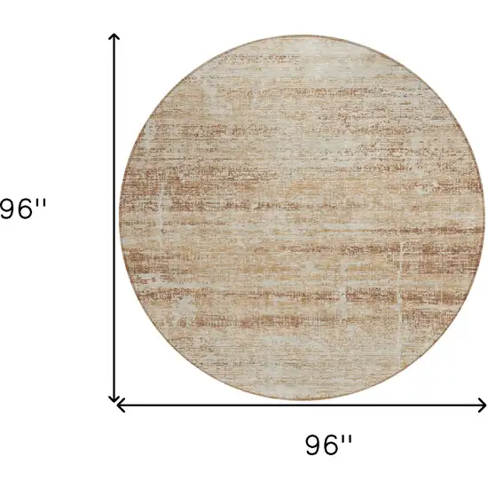 8' Copper Beige And Taupe Round Abstract Washable Indoor Outdoor Area Rug Photo 8