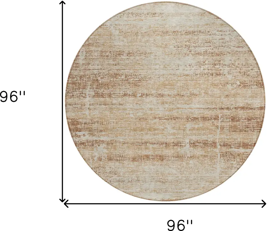 8' Copper Beige And Taupe Round Abstract Washable Indoor Outdoor Area Rug Photo 8