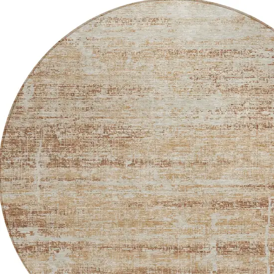 8' Copper Beige And Taupe Round Abstract Washable Indoor Outdoor Area Rug Photo 4