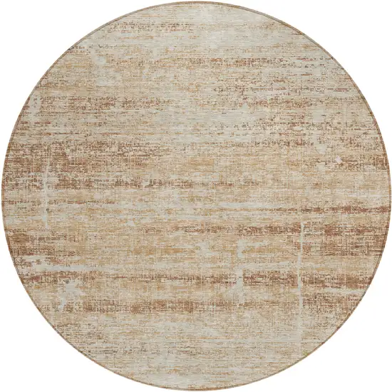 8' Copper Beige And Taupe Round Abstract Washable Indoor Outdoor Area Rug Photo 1