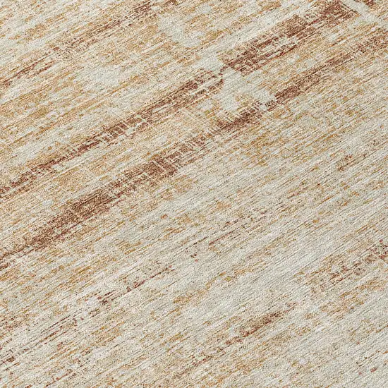 8' Copper Beige And Taupe Round Abstract Washable Indoor Outdoor Area Rug Photo 9