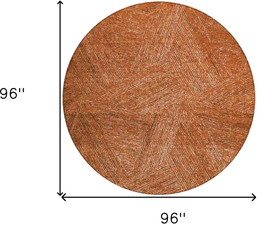 8' Copper Brown And Beige Round Abstract Washable Indoor Outdoor Area Rug Photo 3