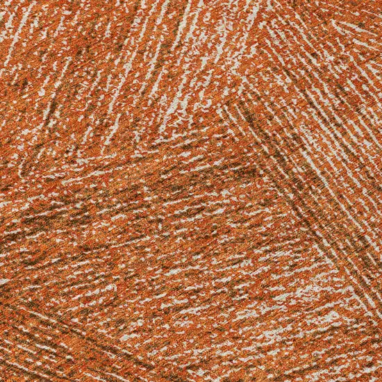 8' Copper Brown And Beige Round Abstract Washable Indoor Outdoor Area Rug Photo 8