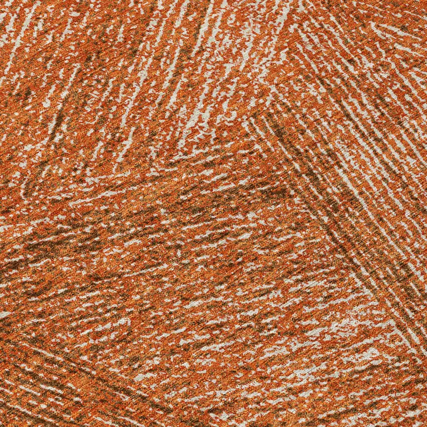 8' Copper Brown And Beige Round Abstract Washable Indoor Outdoor Area Rug Photo 8