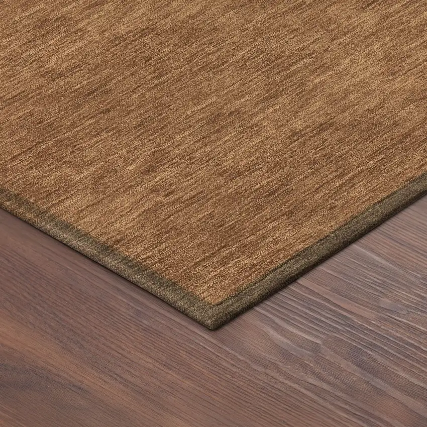 8' Copper Gold And Brown Round Abstract Washable Indoor Outdoor Area Rug Photo 8