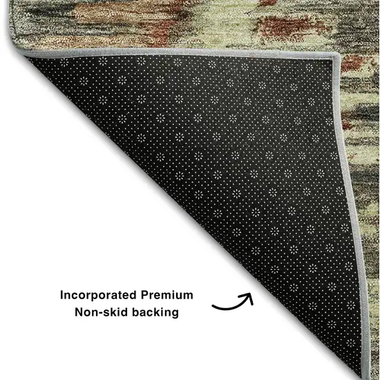 8' Copper Gray And Beige Diamond Washable Round Rug With UV Protection Photo 6