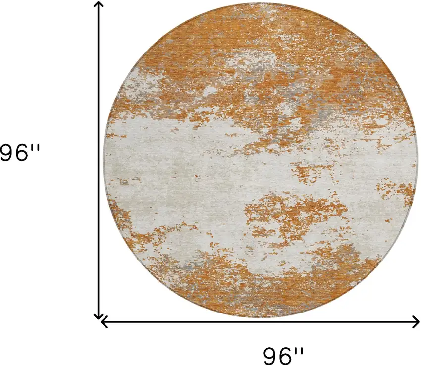 8' Copper Gray And Beige Round Abstract Washable Indoor Outdoor Area Rug Photo 3