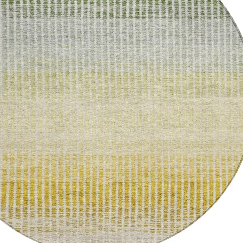 8' Copper Gray And Beige Round Striped Washable Indoor Outdoor Area Rug Photo 6