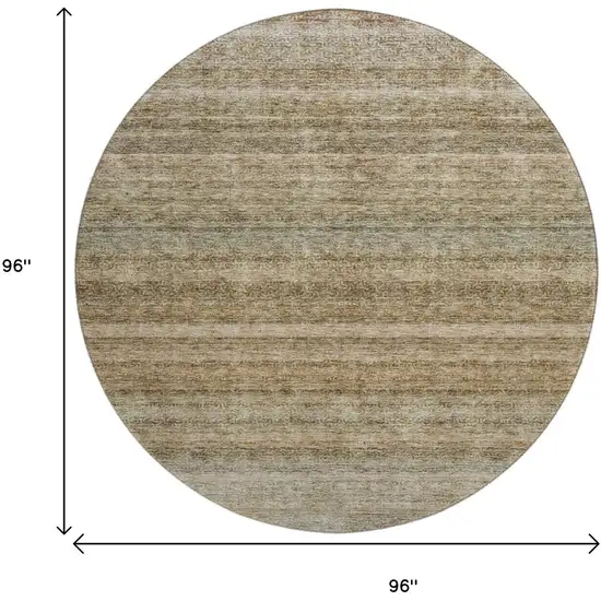 8' Copper Gray And Beige Striped Washable Round Rug With UV Protection Photo 9