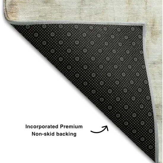 8' Copper Gray And Ivory Abstract Washable Round Rug With UV Protection Photo 4