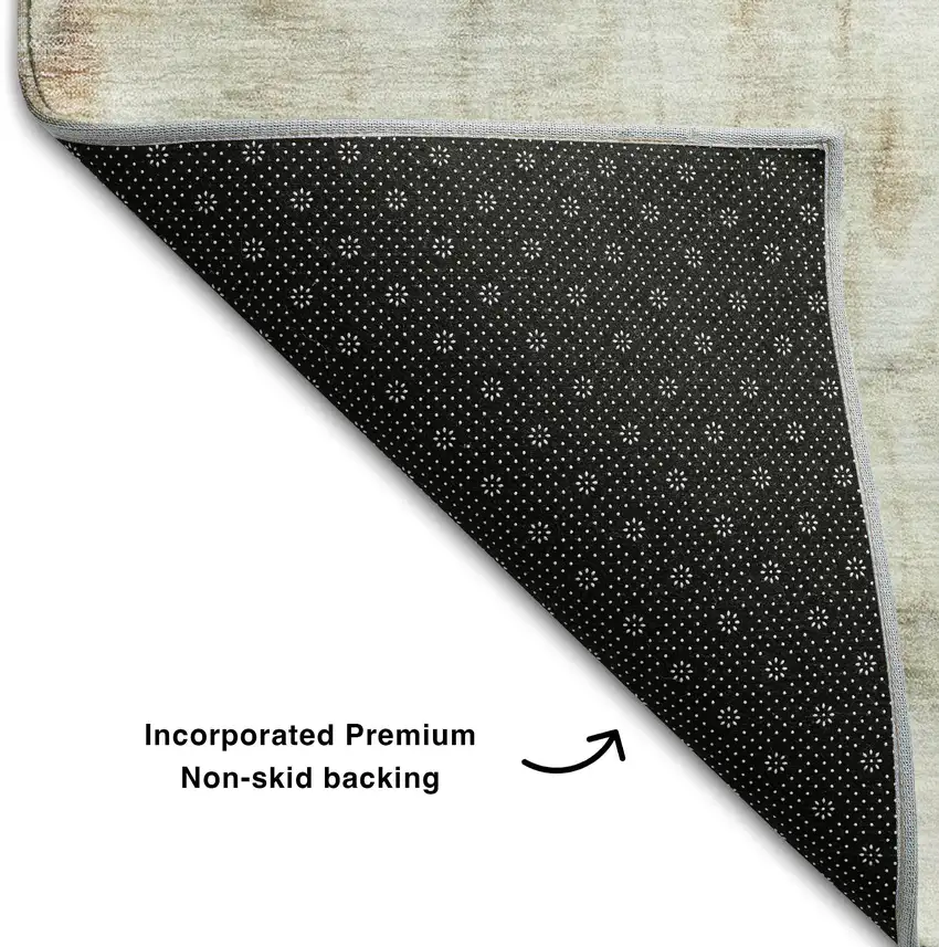 8' Copper Gray And Ivory Abstract Washable Round Rug With UV Protection Photo 4