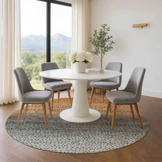 8' Copper Gray And Silver Abstract Washable Round Rug With UV Protection Photo 5