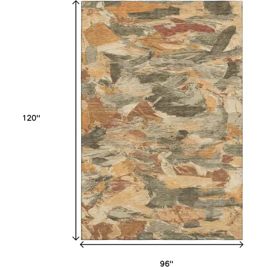 8' Copper Gray And Taupe Abstract Washable Area Rug With UV Protection Photo 8