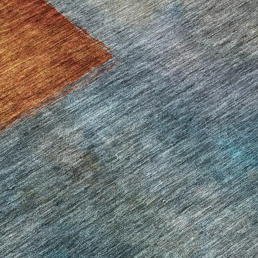8' Copper Green And Gray Round Abstract Washable Indoor Outdoor Area Rug Photo 8
