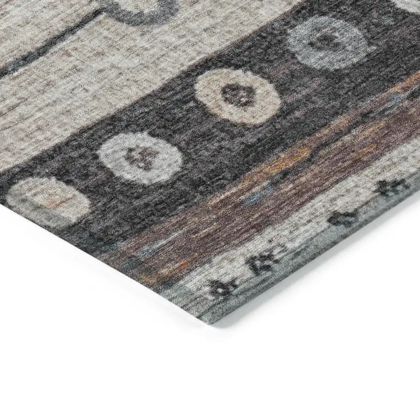 8' Copper Ivory And Denim Blue Round Striped Washable Indoor Outdoor Area Rug Photo 7