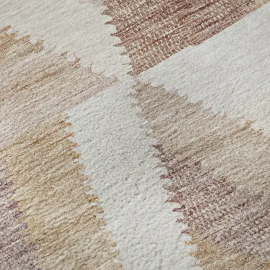 8' Copper Ivory And Gray Geometric Washable Area Rug With UV Protection Photo 9