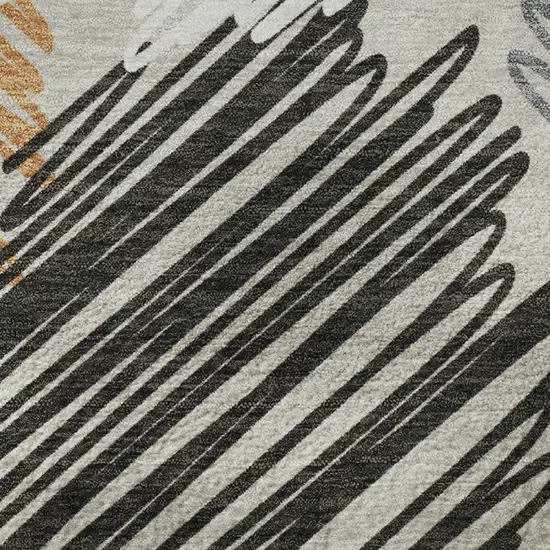 8' Copper Ivory And Gray Geometric Washable Round Rug With UV Protection Photo 9