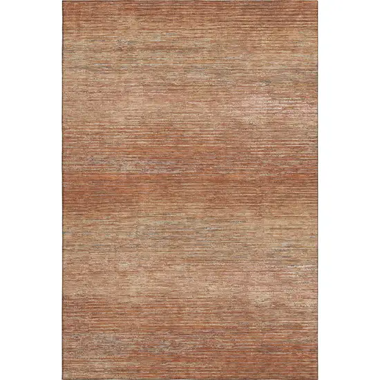 8' Copper Ivory And Gray Striped Washable Area Rug With UV Protection Photo 3