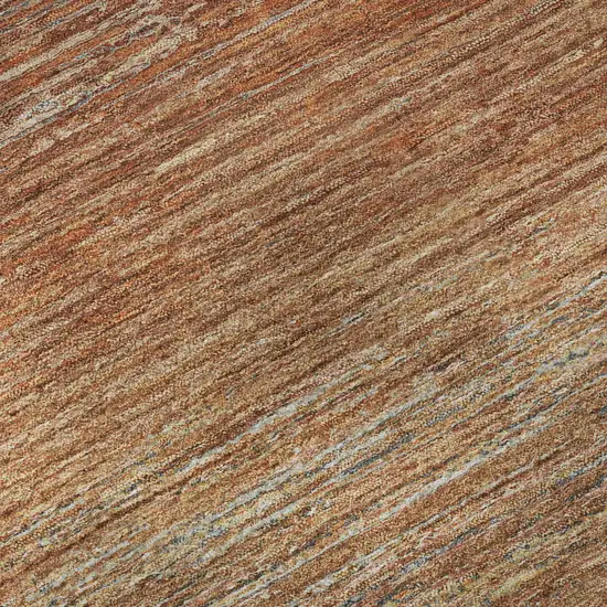 8' Copper Ivory And Gray Striped Washable Area Rug With UV Protection Photo 7