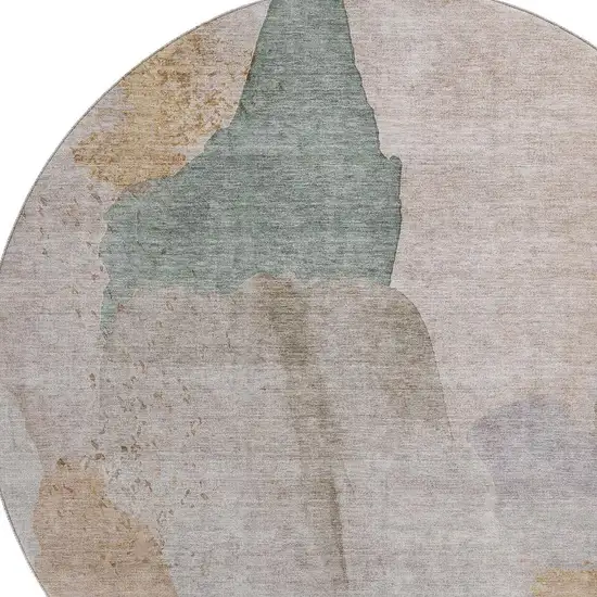 8' Copper Lavender And Beige Abstract Washable Round Rug With UV Protection Photo 3