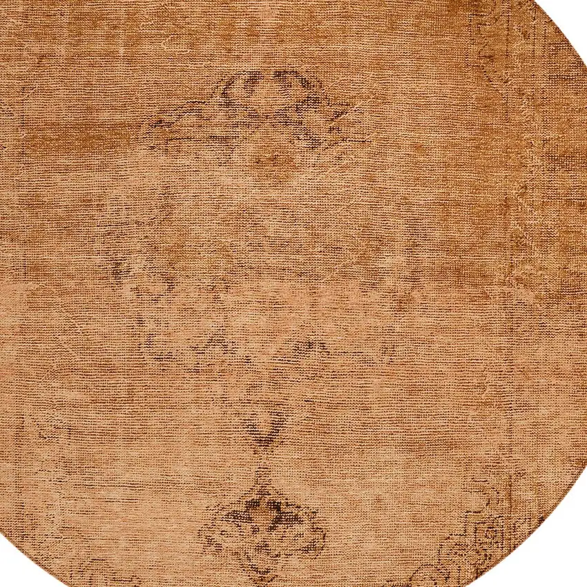 8' Copper Orange And Brown Round Oriental Washable Indoor Outdoor Area Rug Photo 4
