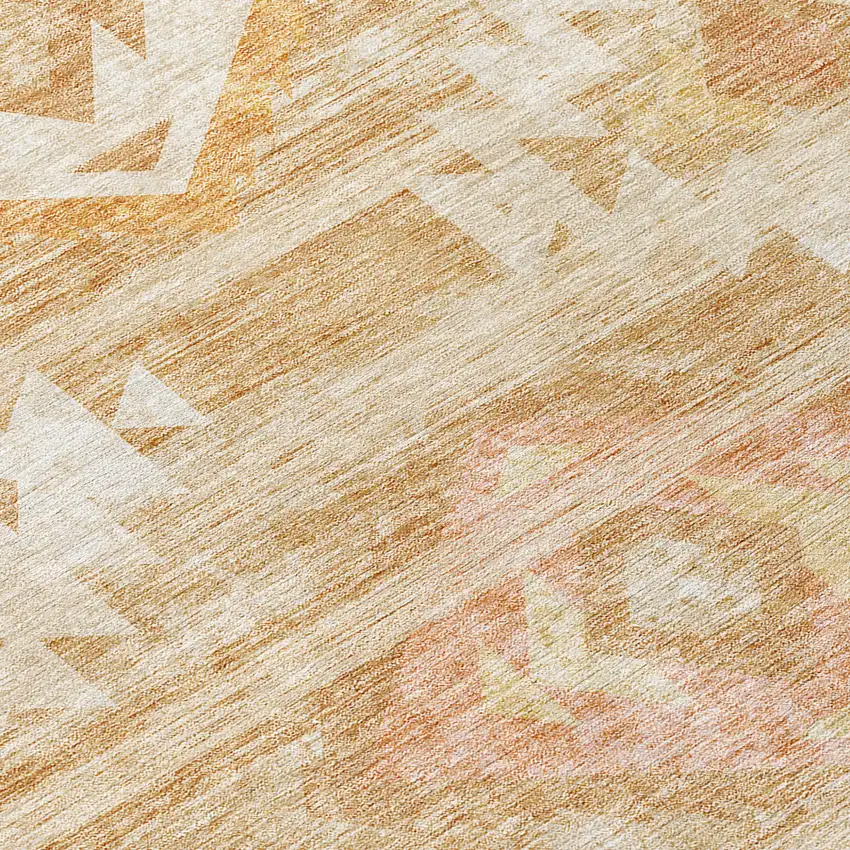 8' Copper Terra Cotta And Ivory Round Southwestern Washable Indoor Outdoor Area Rug Photo 8