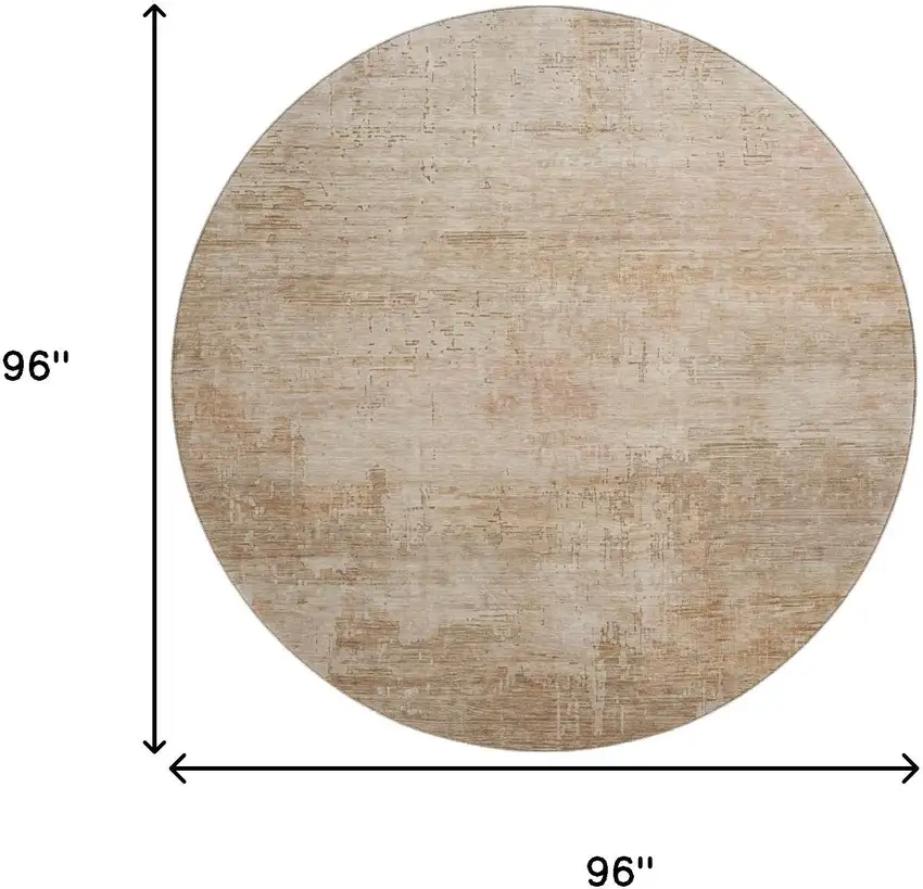 8' Coral And Beige Abstract Washable Round Rug With UV Protection Photo 9