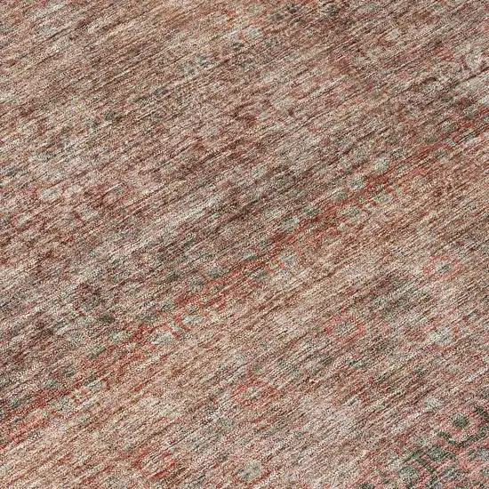 8' Coral And Black Round Striped Washable Indoor Outdoor Area Rug Photo 8