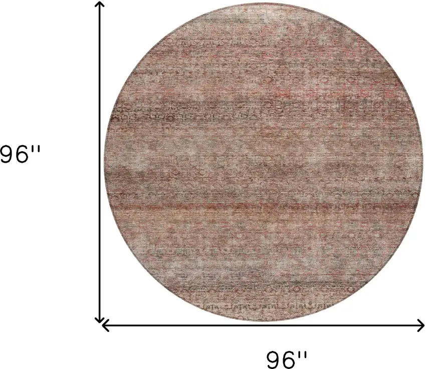 8' Coral And Black Round Striped Washable Indoor Outdoor Area Rug Photo 3