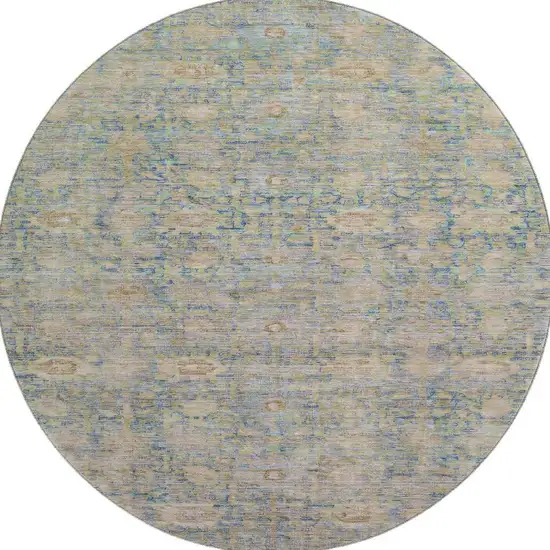 8' Coral And Copper Oriental Washable Round Rug With UV Protection Photo 3