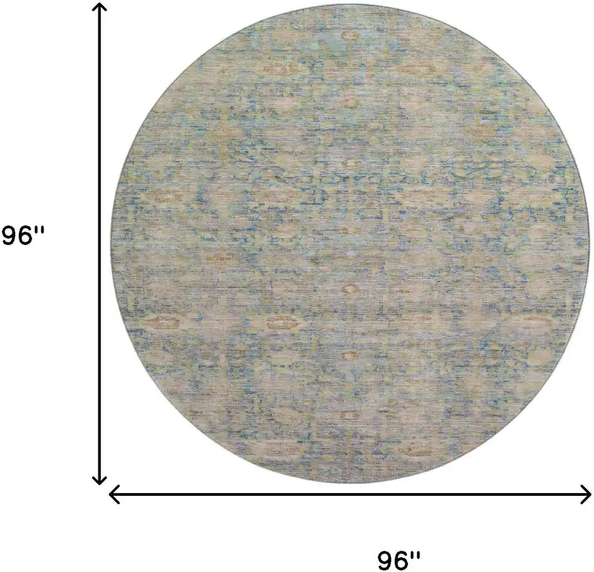 8' Coral And Copper Oriental Washable Round Rug With UV Protection Photo 9