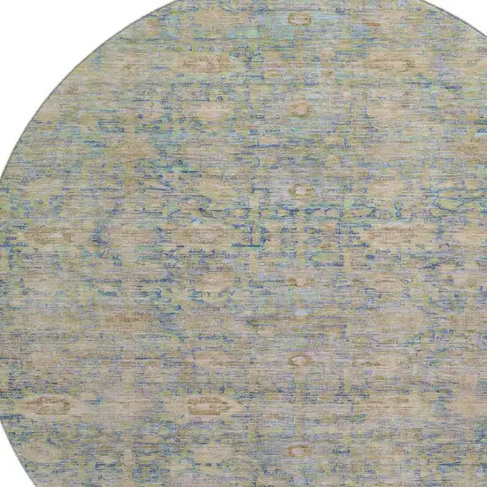 8' Coral And Copper Oriental Washable Round Rug With UV Protection Photo 2