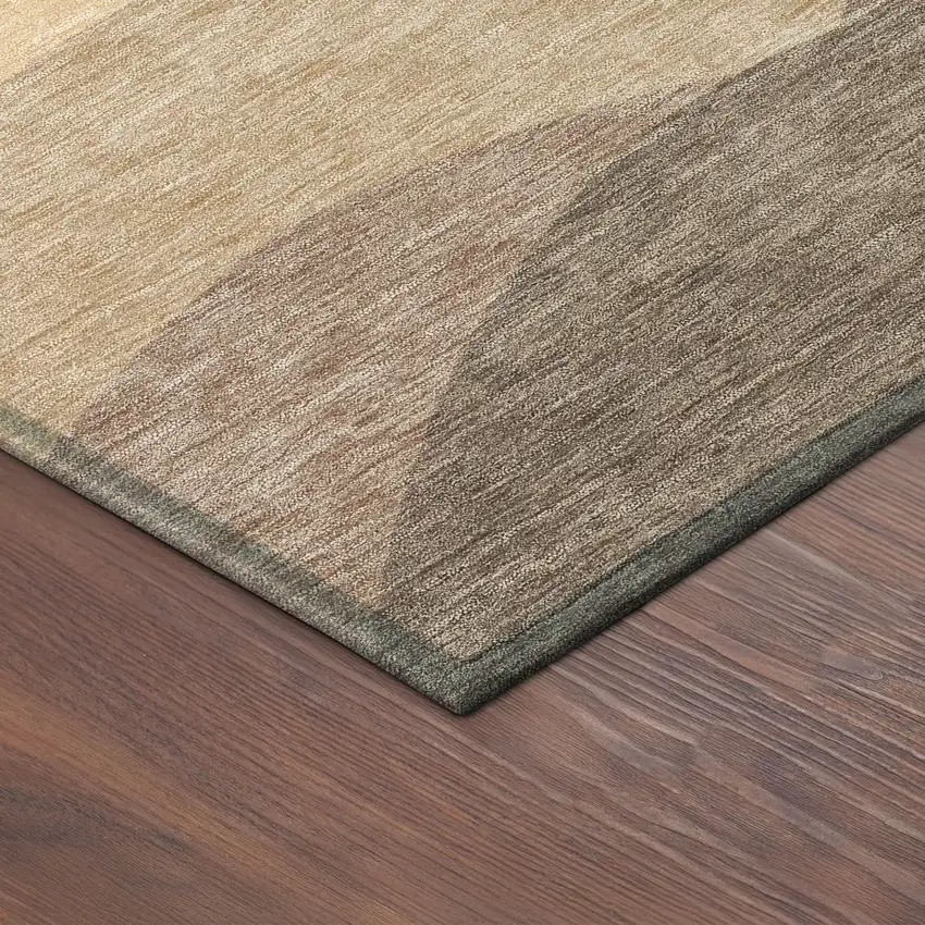 8' Coral And Gray Round Abstract Washable Indoor Outdoor Area Rug Photo 8