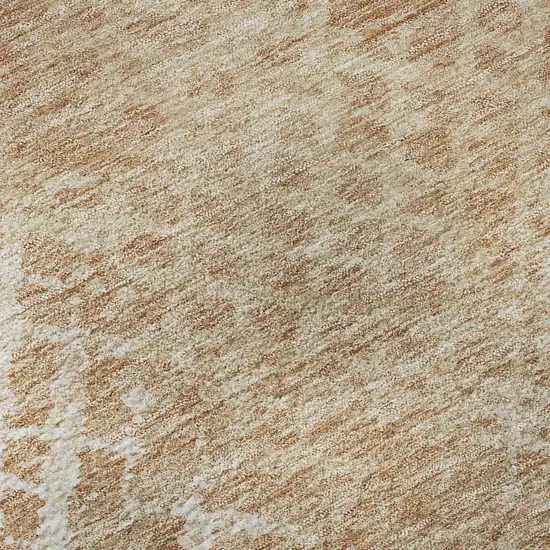 8' Coral And Ivory Abstract Geometric Washable Round Rug With UV Protection Photo 8