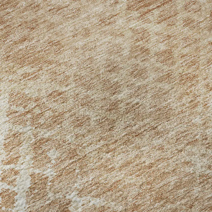 8' Coral And Ivory Abstract Geometric Washable Round Rug With UV Protection Photo 8