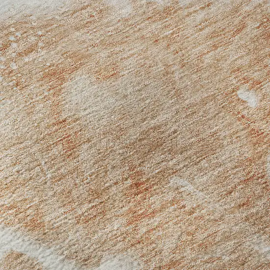 8' Coral And Ivory Abstract Washable Round Rug With UV Protection Photo 8