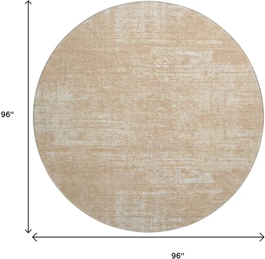 8' Coral And Ivory Abstract Washable Round Rug With UV Protection Photo 3