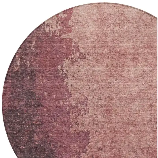 8' Coral And Mauve Round Abstract Washable Indoor Outdoor Area Rug Photo 4