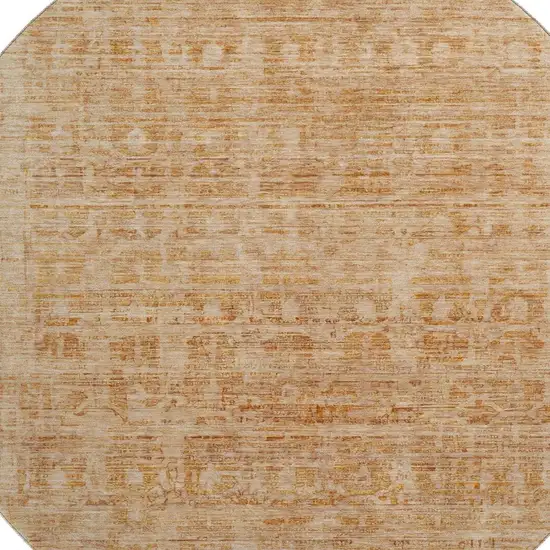 8' Coral And Peach Oriental Washable Round Rug With UV Protection Photo 2