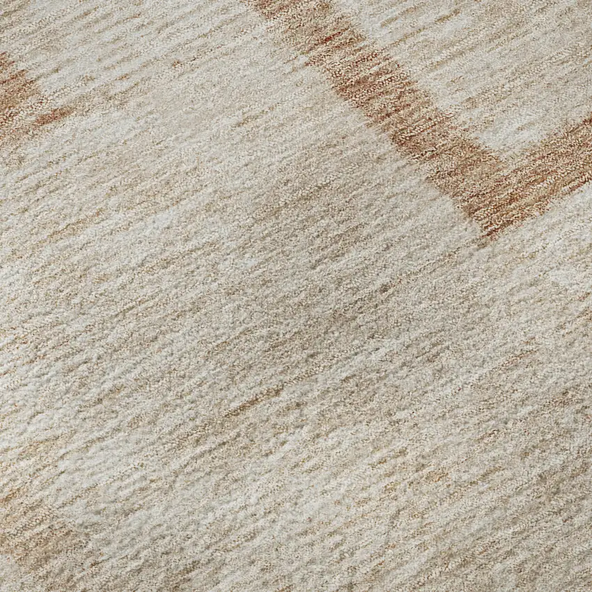 8' Coral And Rust Geometric Washable Round Rug With UV Protection Photo 9